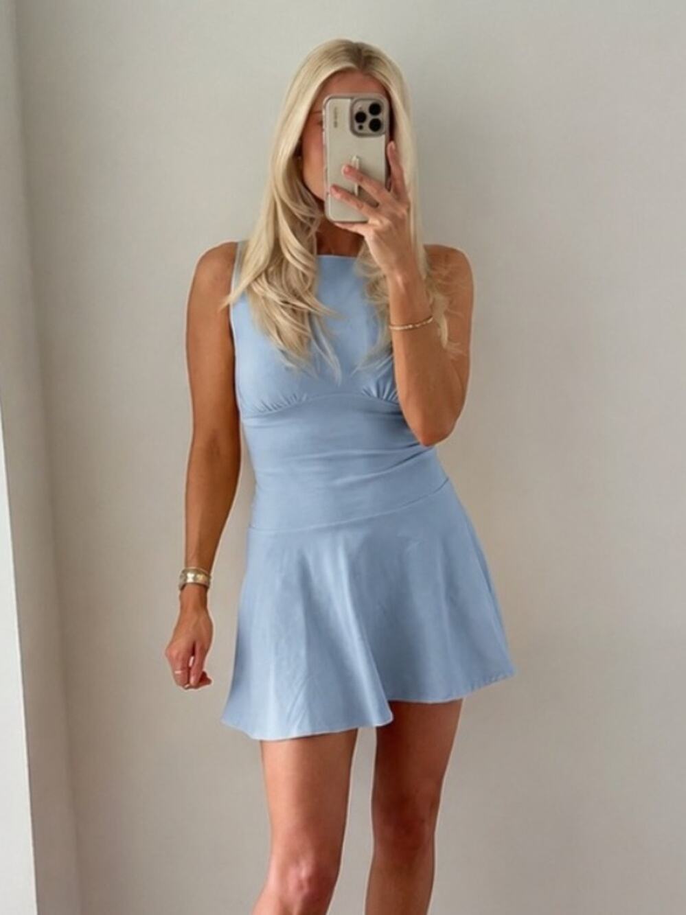 Reformation Mayve Knit Dress in Mineral Blue L
